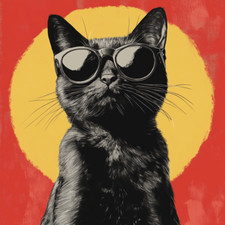 Wall Decal Sticker Cat with Sunglasses Wall Sticker 18X18cm Large