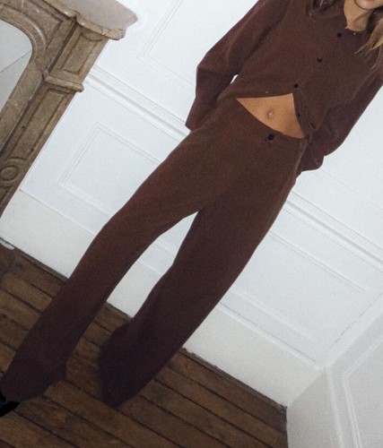 Zara Brown Co Ord Pleated Trousers Overshirt With Vents Size S - Picture 6 of 6