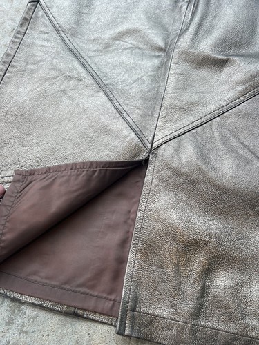 Vintage 1980s PIA RUCCI Gold Crackled Leather Pencil Long Skirt 24” Metallic - Picture 10 of 11