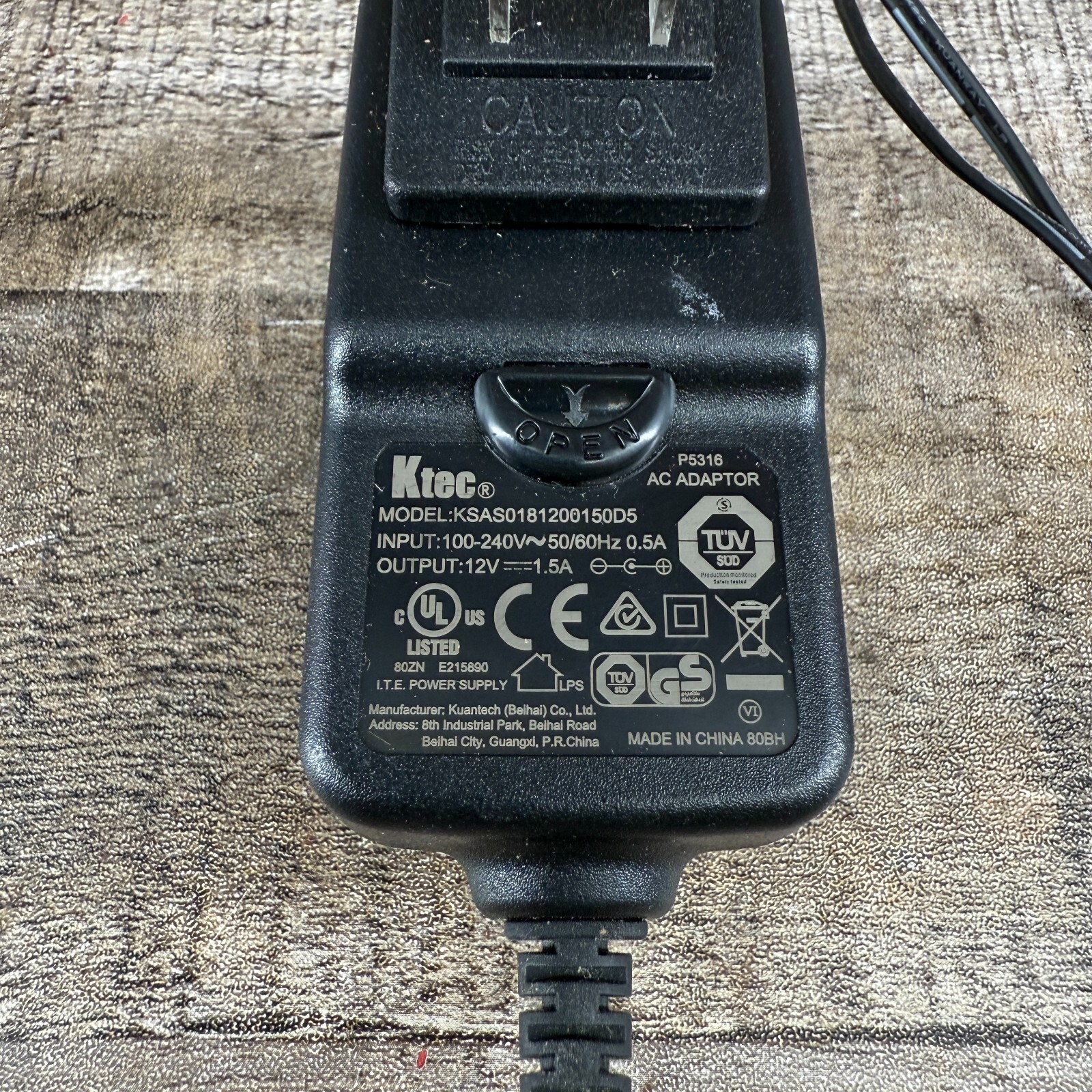 Ktec Wall AC Adapter KSAS0361200300D5 12V 3A Power Supply