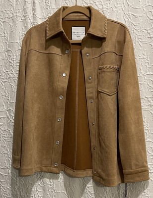 Bagatelle Women s Brown Sueded Front Snap Button Closure & Whip Stitch Trim XS