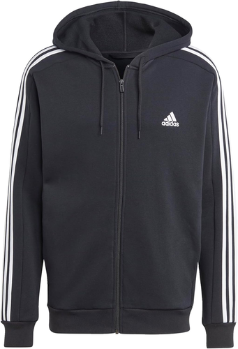 adidas Men's Essentials 3-Stripes Fleece Full-Zip Hoodie - Picture 3 of 19