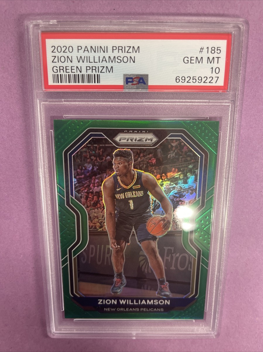 2020-21 Panini Prizm Zion Williamson #185 GREEN PRIZM PSA 10 GEM 
