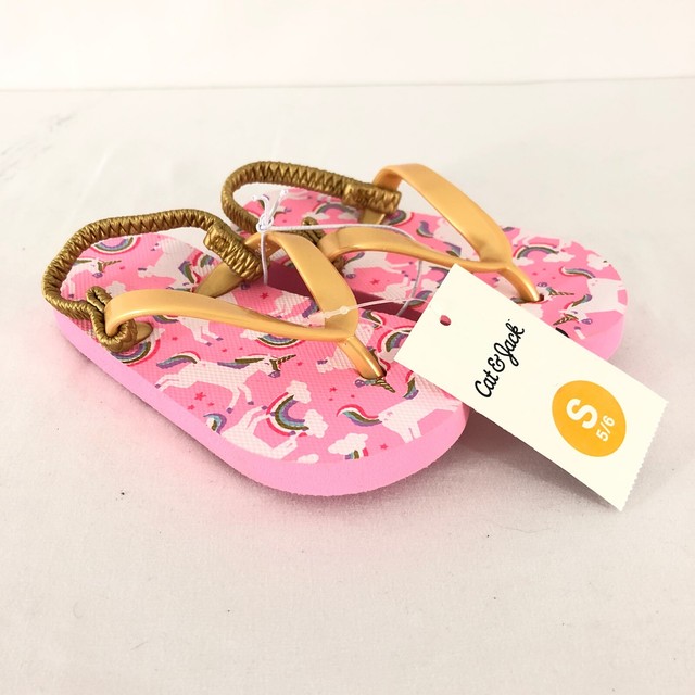Cat & Jack Toddler Girls Kiera Flip Flop Sandals Unicorn Pink Gold Size S 5/6 | eBay
