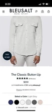 bleusalt malibu Classic Button Up (size 4) Light Gray , Retail $200 95% Tencel