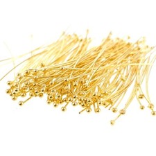 Gold Brass Ball Head Pins 22-Gauge 50mm  Nickel Free Jewelry Making Supplies Lot
