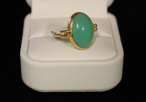 (RI5) Anello in oro giallo 14 kt con giada ovale - misura 6,75 - 4,7 grammi - Foto 2 di 4
