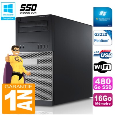 PC tour DELL 9020 Intel G3220 RAM 16Go Scheibe 480 GB SSD Dvd-Brenner Wifi W7