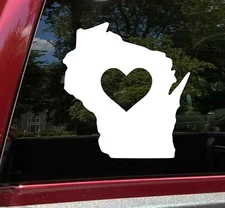 Wisconsin Vinyl Decal -Heart Love Home State Native Wisconsinite Die Cut Sticker