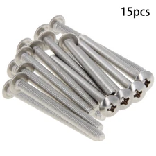15Pcs M4 Phillips Head Machine Screw Full Thread Length 5 to 50mm Silver-gray