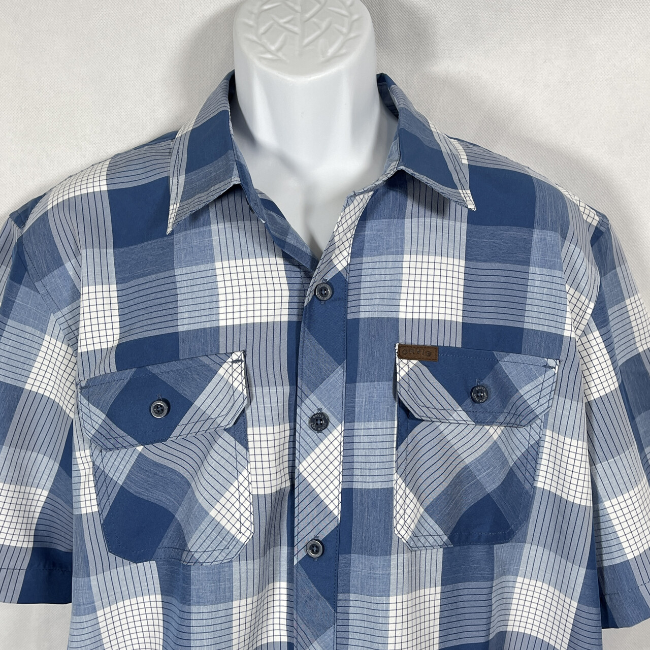 Chemise Orvis Homme XL Bleu à Carreaux - Légère, Poches Ventilées (pêche/fly Fishing)