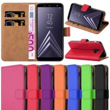 For Samsung Galaxy A6 2018 Phone Case Leather Wallet Flip Folio Stand View Cover
