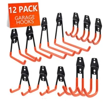 12-Pack Garage Storage Utility Double Hooks Wall Organizer Tool Hanger Steel NEW