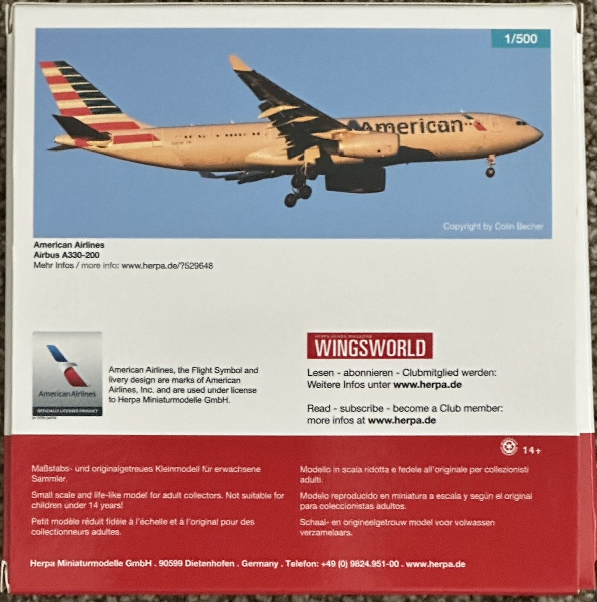 Herpa Wings 1:500 American Airlines Airbus A330-200 529648