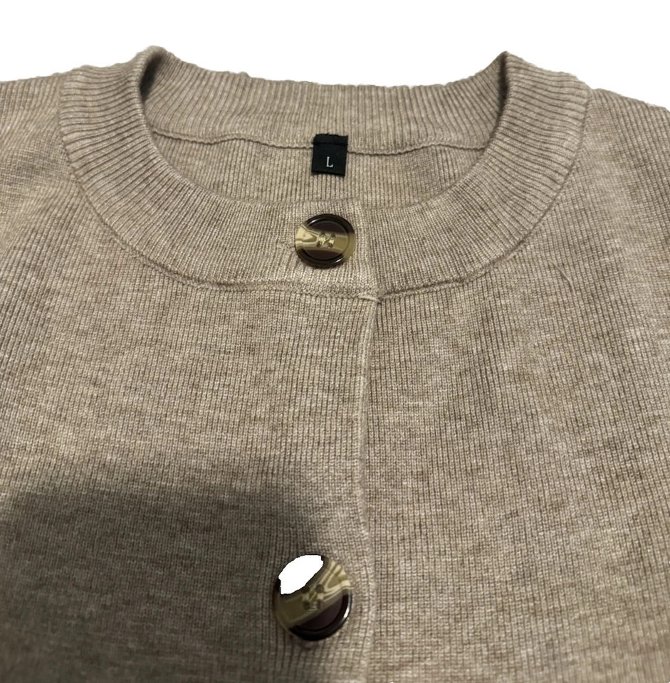 Cárdigan Botón Ultra Suave Taupe Grande Nuevo Foto 3 de 4