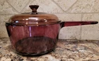Vision Corning Ware 1.5 Liter Saucepan, Pot, Cranberry Pyrex & Lid USA Vintage