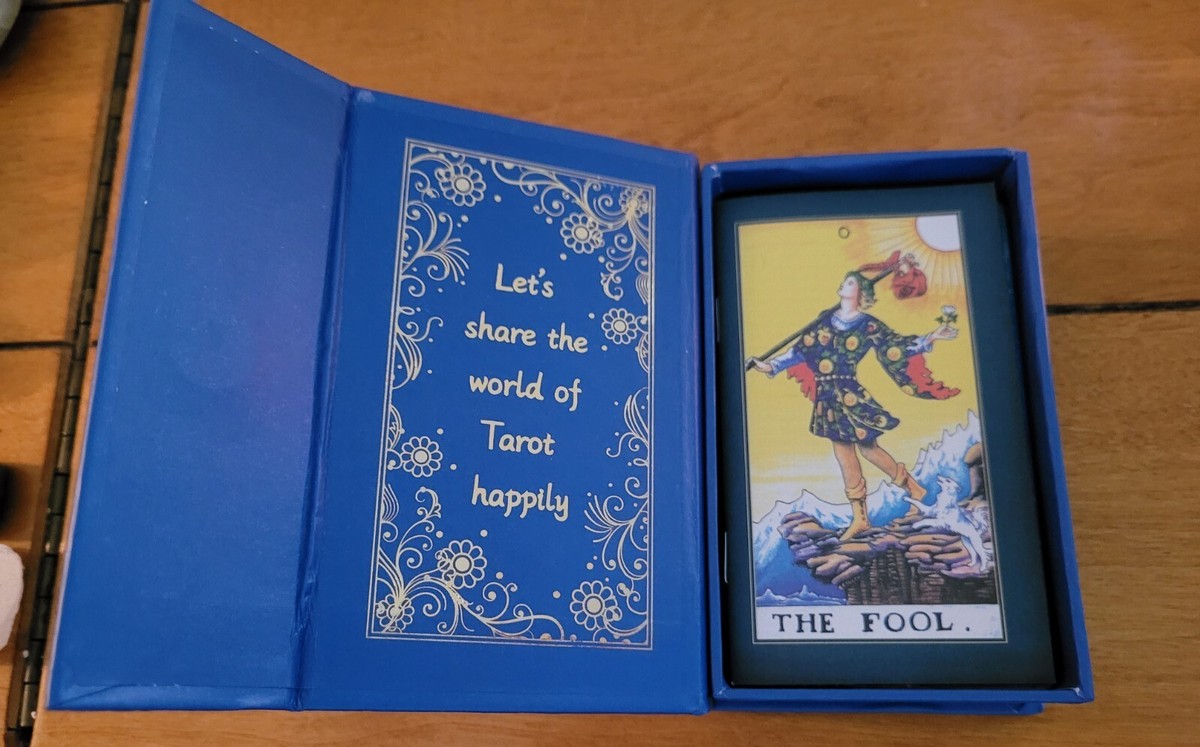 Electric Blue Gold Foil Tarot Card Deck (RWS) Gift Box & Guidebook