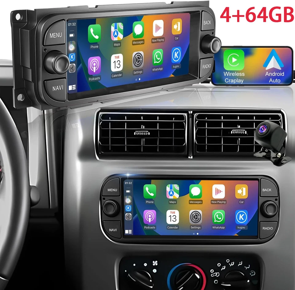 4+64GB For Dodge Caravan Viper Chrysler Grand Voyager 2000-10 Car Radio Android - Imagem 2 de 4