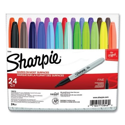 Sharpie 75846 Permanent Marker, Fine Bullet Tip, Assorted Colors, 24/Set