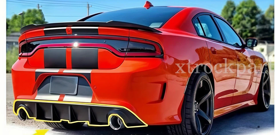 NUEVO Difusor trasero parachoques brillo labial negro apto para Dodge Charger SRT 2015-2023 Foto 2 de 4