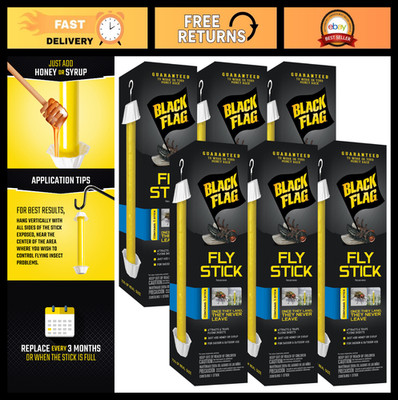 Effective Fly Trap Stick, Housefly & Insect Catcher, 6-Pack, Pest Control Soluti