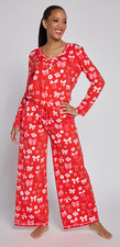 NWT MUK LUKS Dream Cloud Cozy Wide Leg Jumpsuit in Red Bow MEDIUM LOUNGE CASUAL