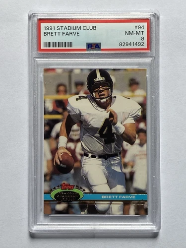 1991 Stadium Club Brett Favre Rookie RC #94 PSA 8 NM-MT HOF Falcons Packers