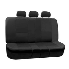 Car Seat Cover for Back Seat in Faux Leather - Universal Fit, Black Rear Set