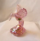 Fenton Pink Iridescent Hummingbird Signed, Hand Painted Kim Anderson