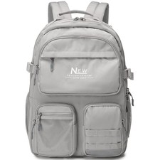Water Resistant Backpack Teen Casual Daypack 15.6 Inch Laptop Grey