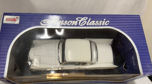 Studebaker 1957 1/18 #30384, Golden Hawk White Anson Classic w/Stand Mint, NOS