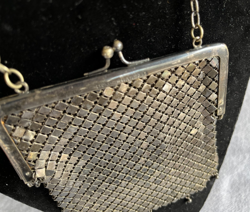 Antiguo bolso de noche alemán de malla de malla de plata Art Nouveau Deco - Imagen 6 de 10