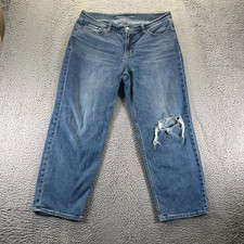 Old Navy Jeans Women 12 Blue Cotton Denim Boyfriend Straight Mid Rise Distressed