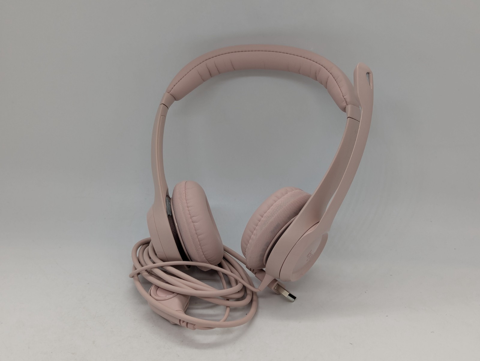 Logitech H390 headset USB wired on-ear headphones in-line rose pink for PC