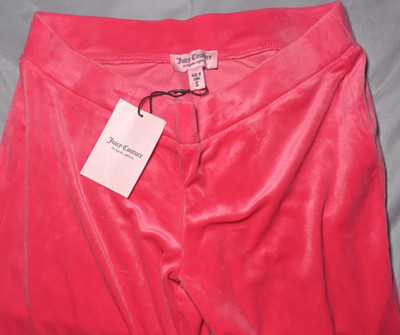 Juicy Couture Pink Velour Flared Sweatpants Rhinestone Logo Stretch Women s
