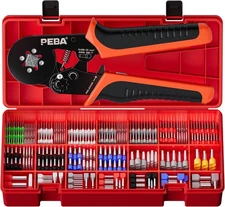PEBA Ferrule Crimping Tool Kit, Square Pliers AWG28-7 with 28 Red 
