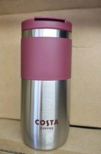 Costa Coffee Stainless Steel Tall Burgundy Travel Cup/ Mug 350 ml 12oz REUSABLE