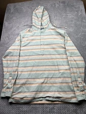 Chubbies Cotton Blend Striped Button Hoodie Mens Size Large Lightweight