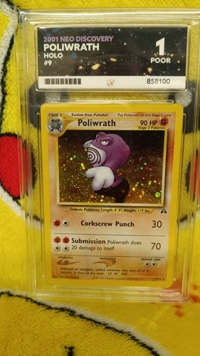 Pokemon 2001 Neo Discovery Poliwrath 9/75 Ace Graded 1 Poor Holo