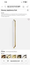 Rejuvenation Massey Appliance Pull, 18"- Unlacquered Brass