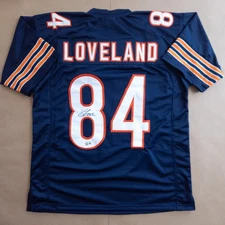 Colston Loveland Signed Custom Navy Football Jersey White # w/ Beckett COA