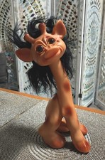 Vint 1960s Thomas Dam Giraffe Troll W/black Hair, Amber Eyes. 12.5 In. Rare