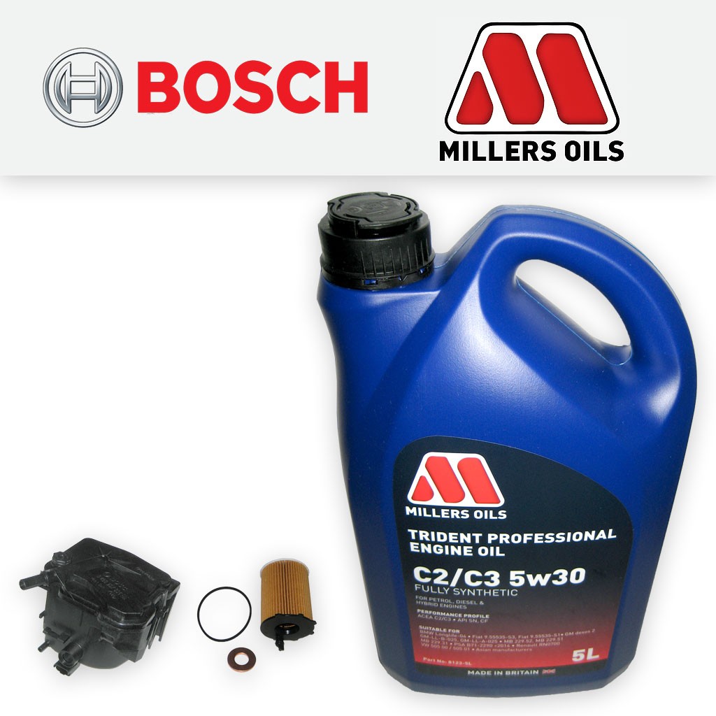 SERVICE KIT CITROEN BERLINGO 1.6 HDI BOSCH OIL FUEL FILTER+5L 5w30 OIL 2005-2014