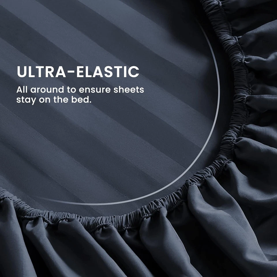 Juego de sábanas de enfriamiento a rayas SLEEP ZONE tamaño king - ajustadas king, rayas - azul marino  Foto 3 de 4