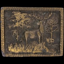 Buck Deer Stag Western Hunter Hunting Hunt Western Art 1970s Vintage Belt Buckle