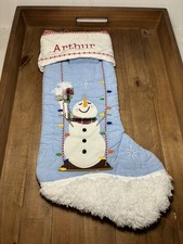 Pottery Barn Kids Quilted Light-Up Stocking  Swinging Snowman Blue  Arthur