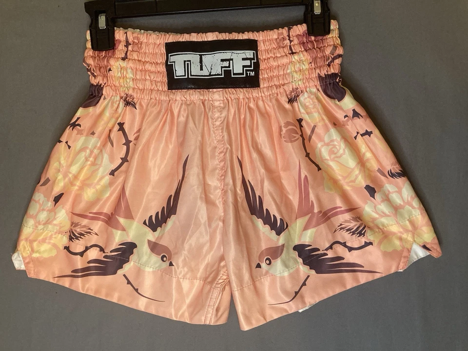 Tuff Sport Womens Floral Bird Pink Muay Roses Thai Shorts Size Small - Image 2 of 4