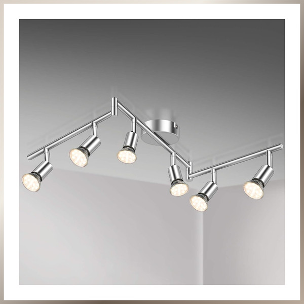 Deckenleuchte 6-Flammig Drehbar Led Strahler WeißEs Chrom 6 X 4W GU10 400LM-image