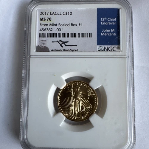 2017 Gold American Eagle From Mint Sealed Box #1 $10 - NGC MS70 - Mercanti