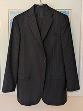 Hart Schaffner Marx Black Pinstripe Suit 44XL, 38" Made in USA - VERY NICE!